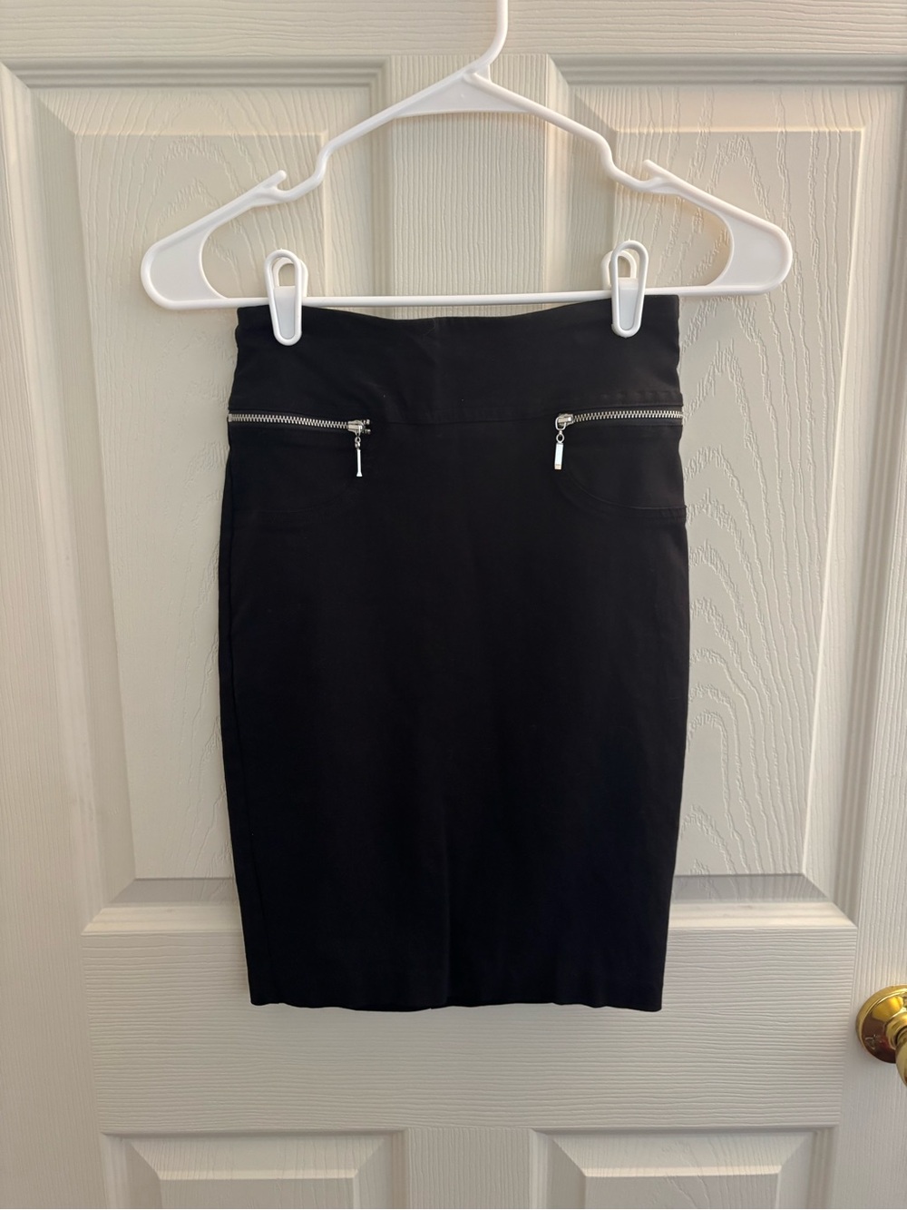 Joe Benbasset Black Stretch Pencil Skirt with Silver Zippers